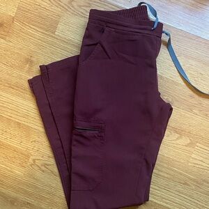 Figs Burgundy Scrub straight leg pants